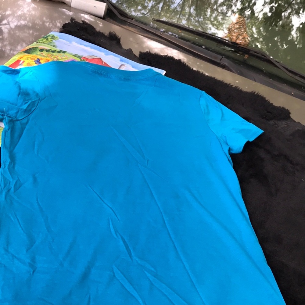 NWT Ana Cabana Blue SS Tee Be The Good Jr Plus Size Block Letters